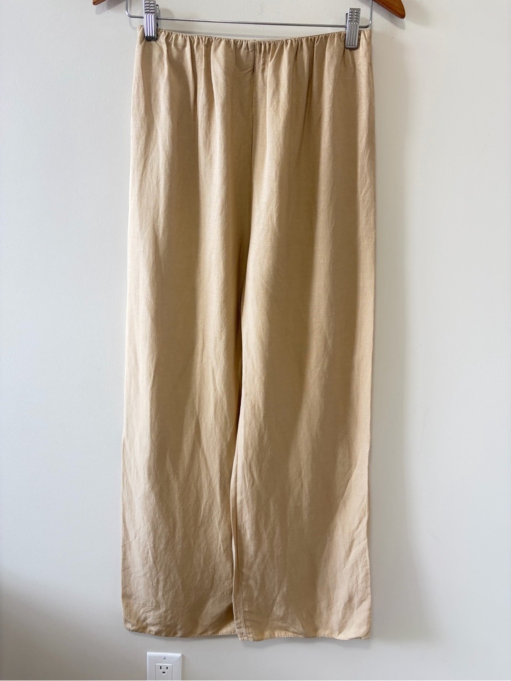 The Row High Waisted 80% Linen 20% Silk Straight Leg Pull-On Pants Size L